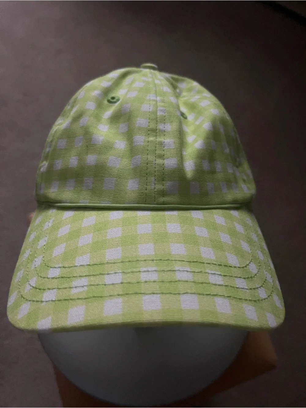 Roller Rabbit Remi Lime Green & White Gingham Cap